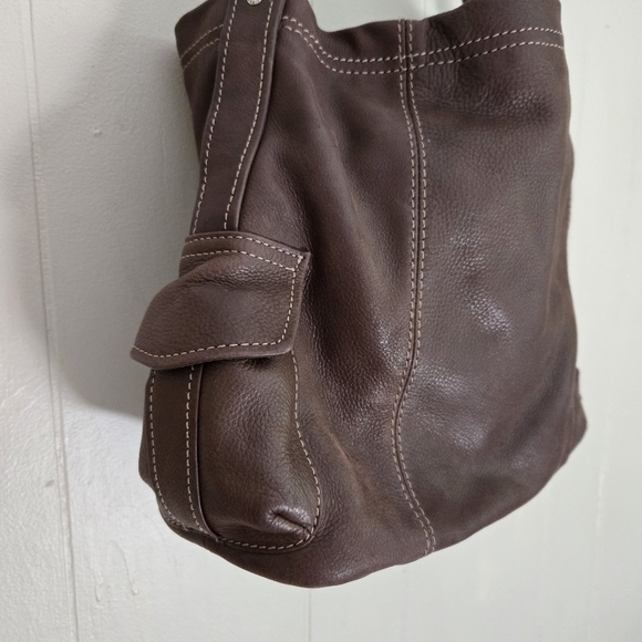 Fossil Brown Pebbled Leather Shoulder Bag Purse - Picture 5 of 11